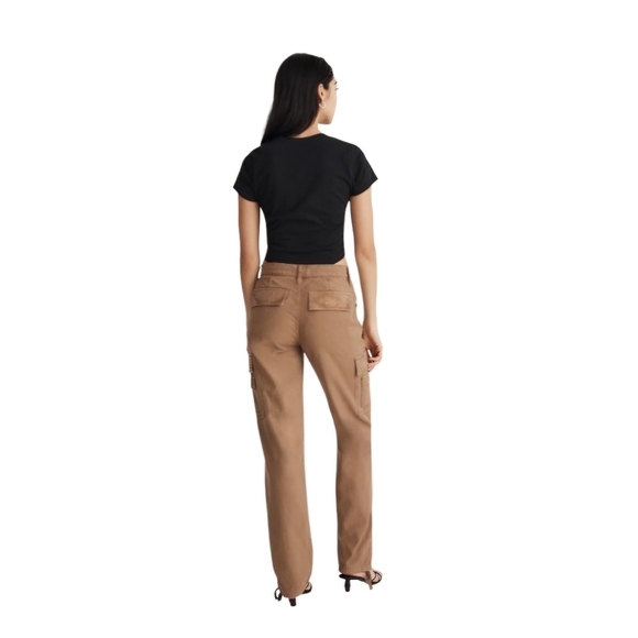 Madewell Garment-Dyed Brown Low-Slung Straight Cargo Pants in Rustic Wood sz 29 - Picture 12 of 14